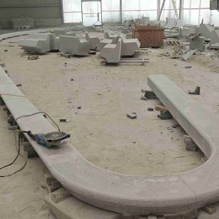 信阳 芝麻白花岗岩弧形花坛石，坐凳石