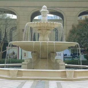 信阳 黄金麻花岗岩异型加工——户外庭院石雕流水喷泉