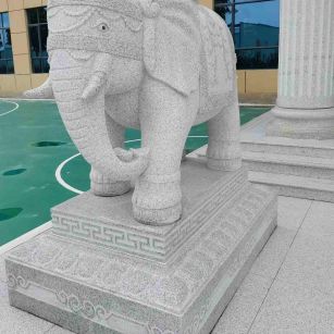 信阳 白麻花岗岩动物异形石雕-大象