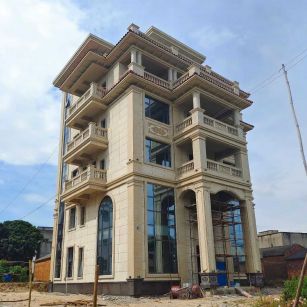 信阳 黄金麻花岗岩石材别墅外墙干挂搭配（雕花栏杆花瓶柱门楼罗马柱）