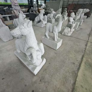 信阳 芝麻白花岗岩造型立体雕刻——十二生肖