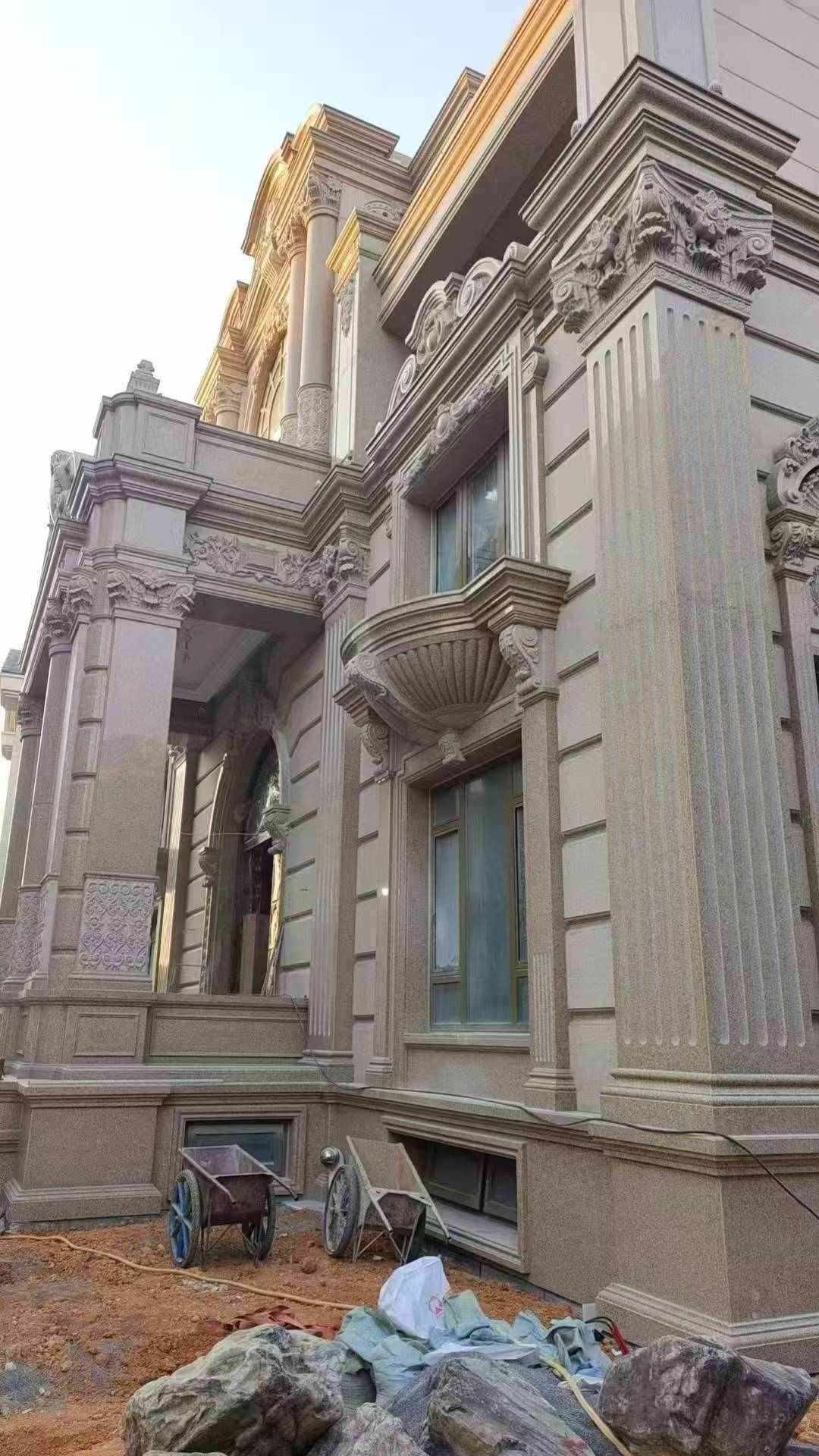 信阳 黄金麻花岗岩光面别墅外墙干挂施工完成