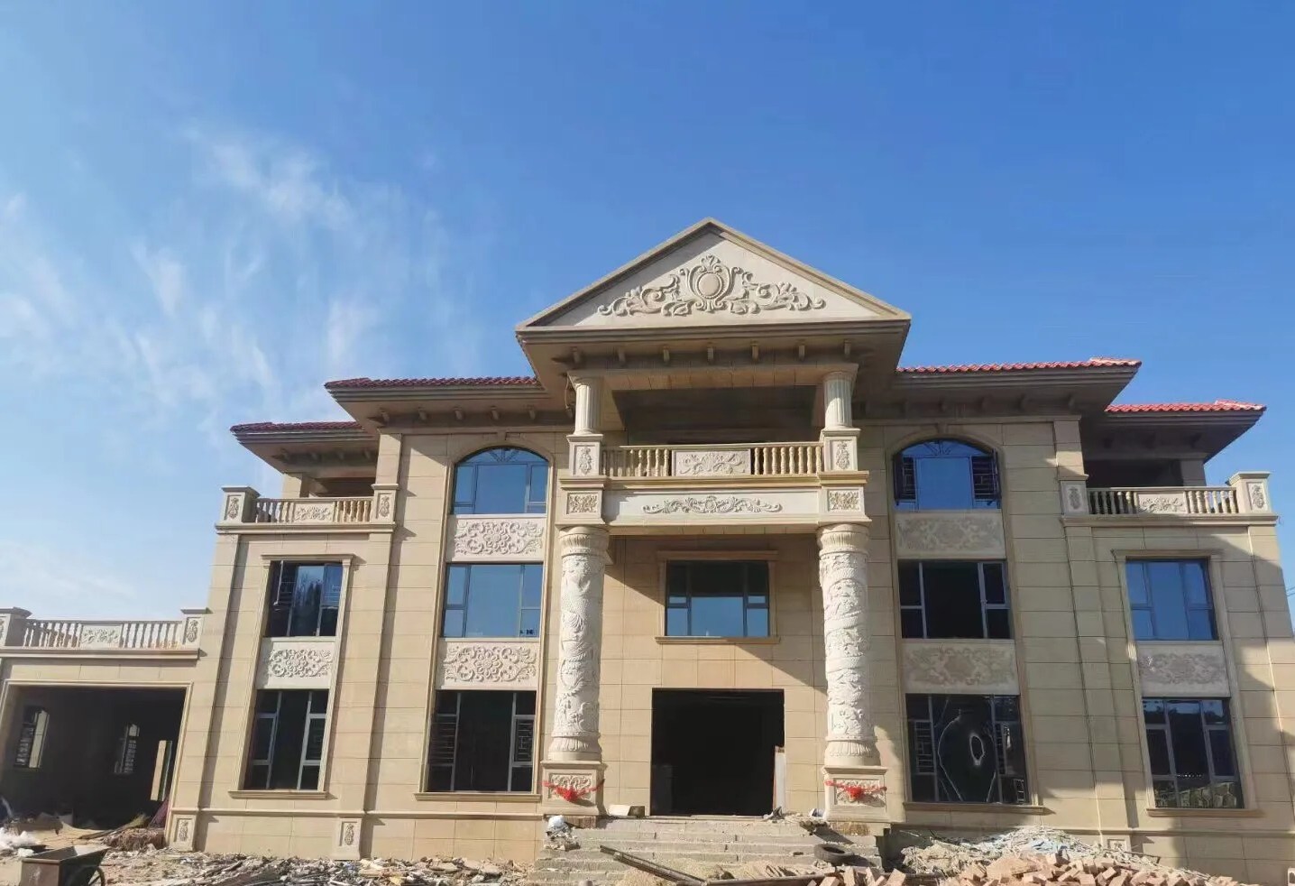 信阳 黄金麻花岗岩别墅外墙干挂