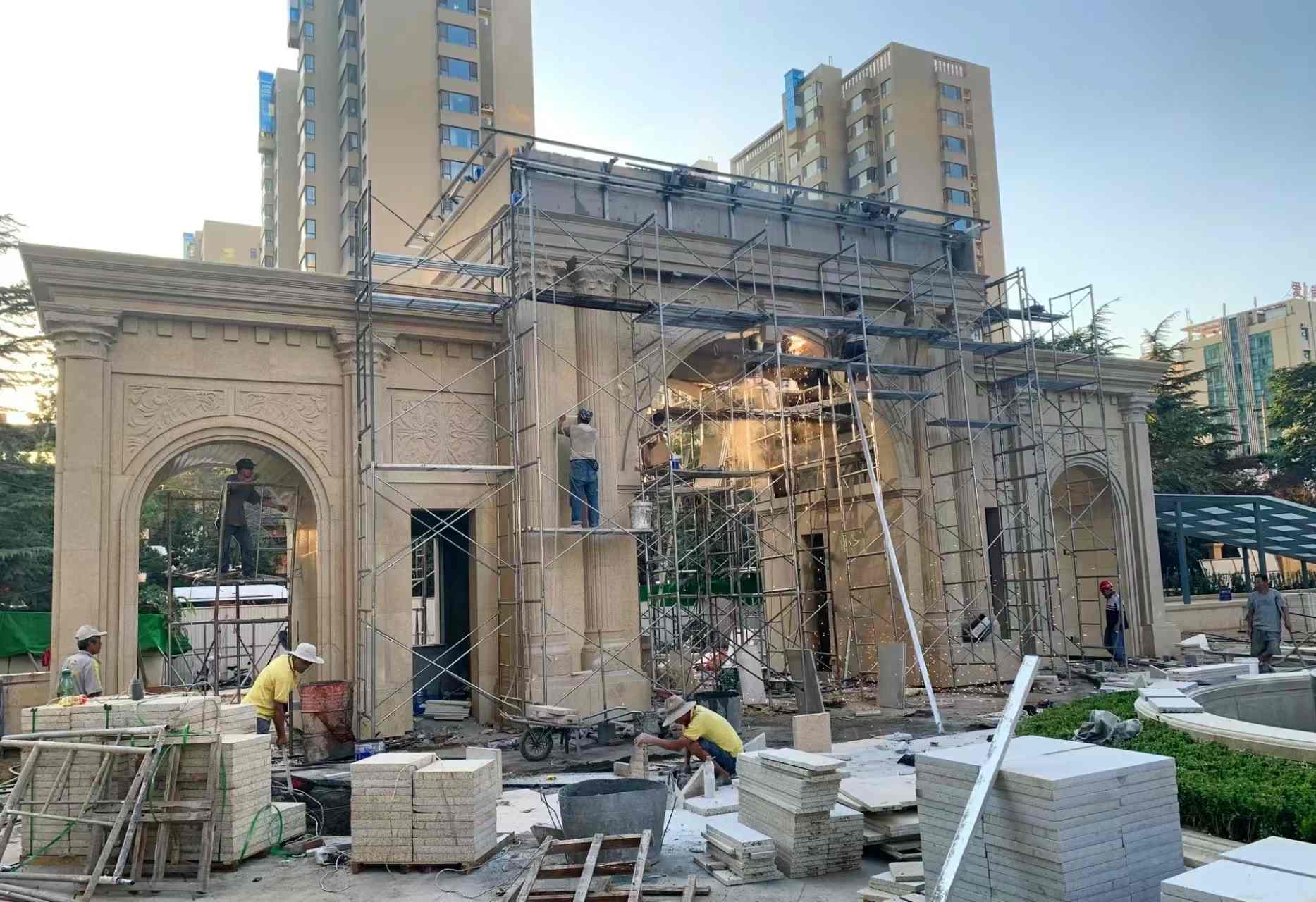 信阳 黄金麻荔枝面花岗岩小区门楼外墙干挂